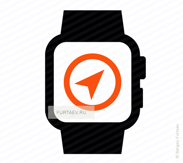 Vector Icon Of Smart Watch With Compass Arrow On Screen - Running Watch Icon (620x553), Png Download
