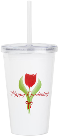 Cute Watercolor Tulip Acrylic Double-wall Tumbler - Happy Gardening 16 Oz Stainless Steel Travel Mugs (460x460), Png Download
