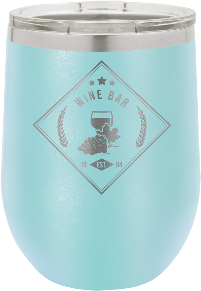 12 Oz Light Blue Custom Stainless Steel Stemless Wine - Emblem (1024x1024), Png Download