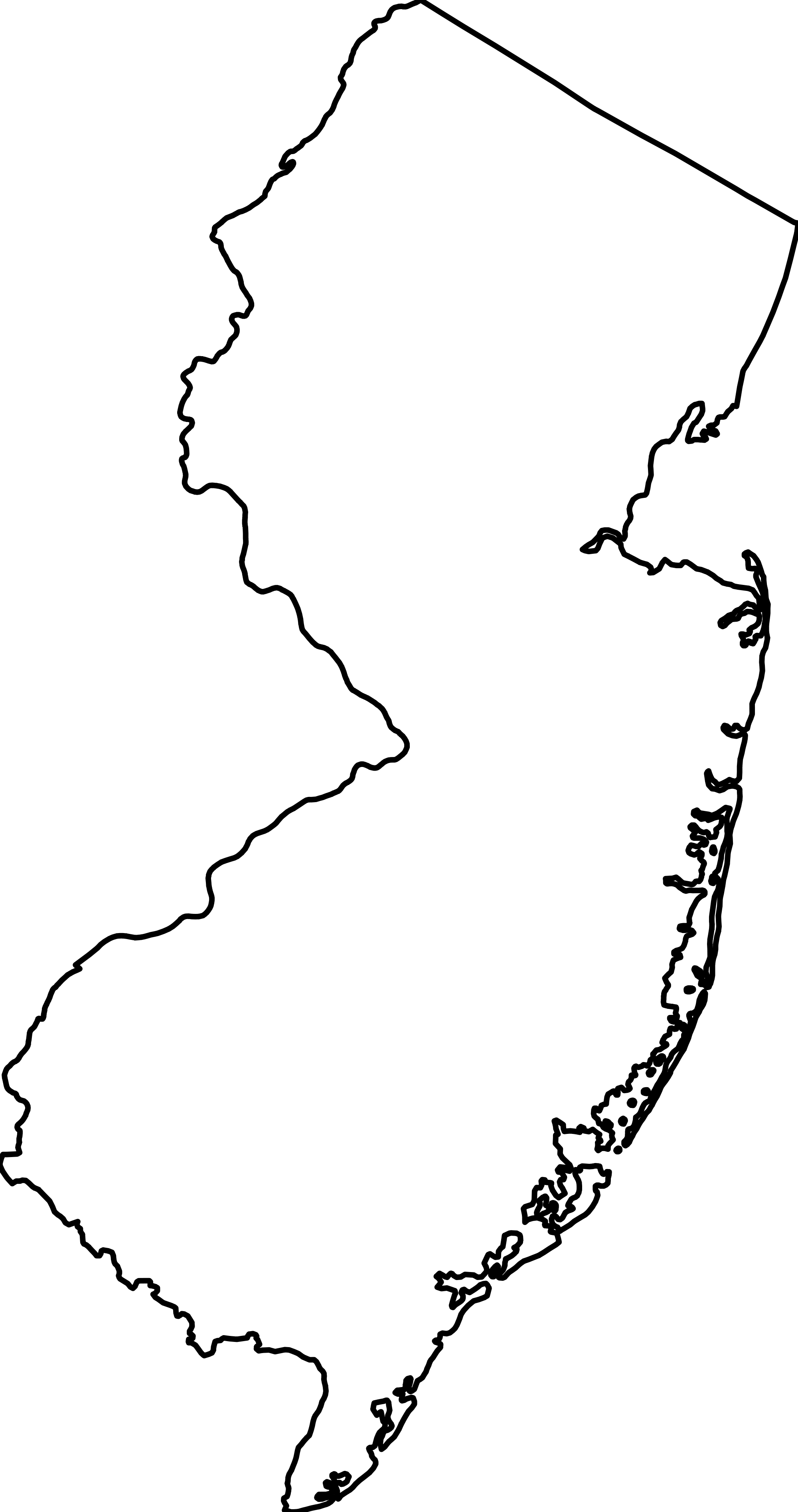 Open - New Jersey Colony Map Outline (2000x3787), Png Download
