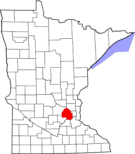 Map Of Minnesota Highlighting Hennepin County - Dakota County Mn Map (527x600), Png Download
