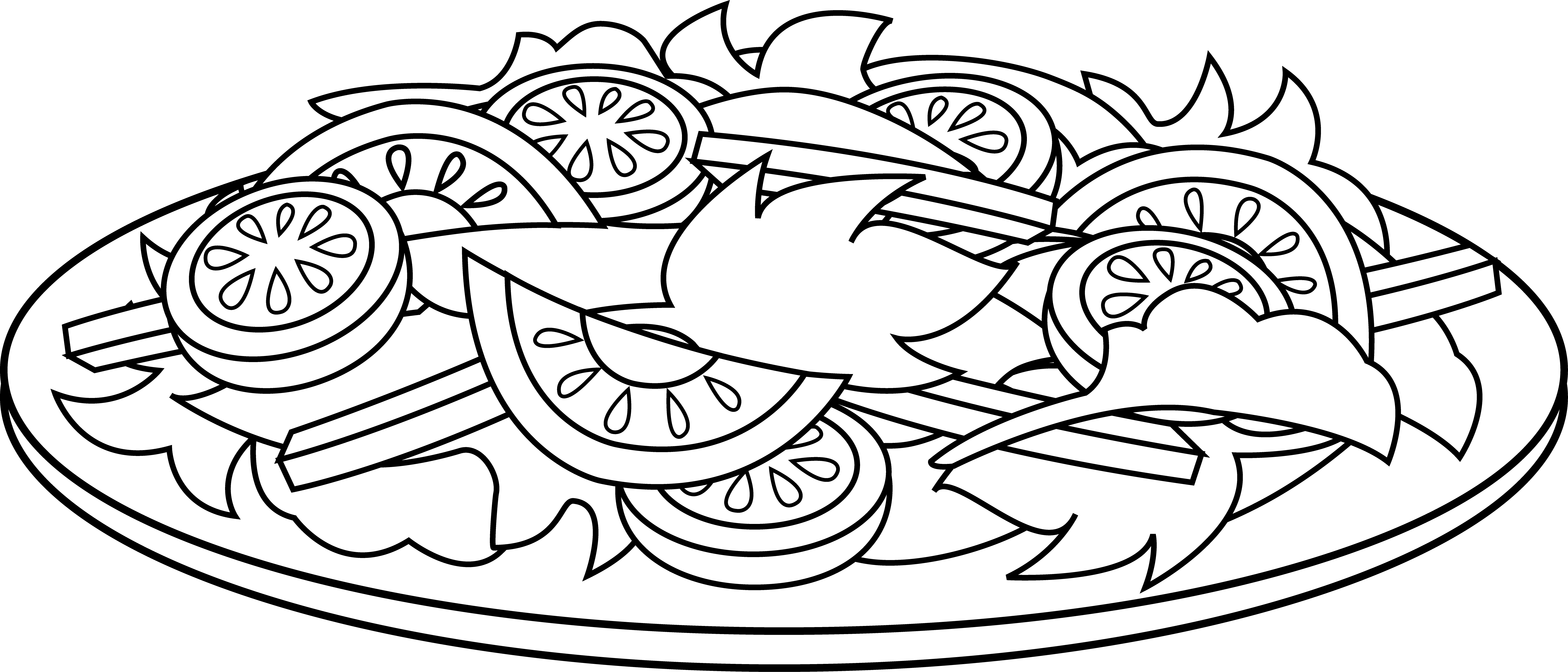 Clipart Info - Salad Clipart Black And White (6946x2977), Png Download