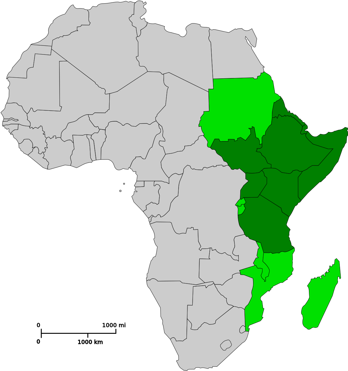 File - East-africa - Svg - Africa Map (1200x1230), Png Download