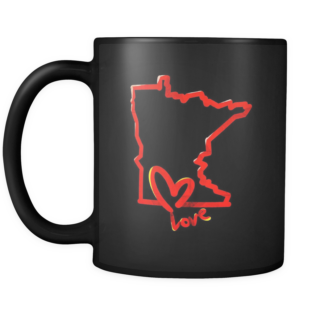 Love Minnesota State Flag Map Outline Black 11oz Mug - Mug (1024x1024), Png Download
