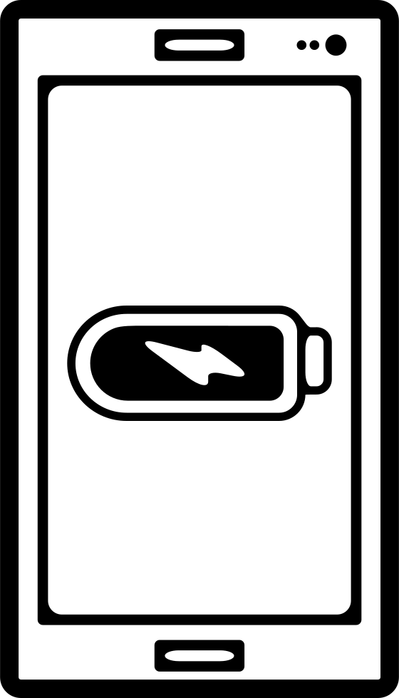 Mobile Phone Outline With Full Battery Sign On Screen - Mobile Phone (560x980), Png Download