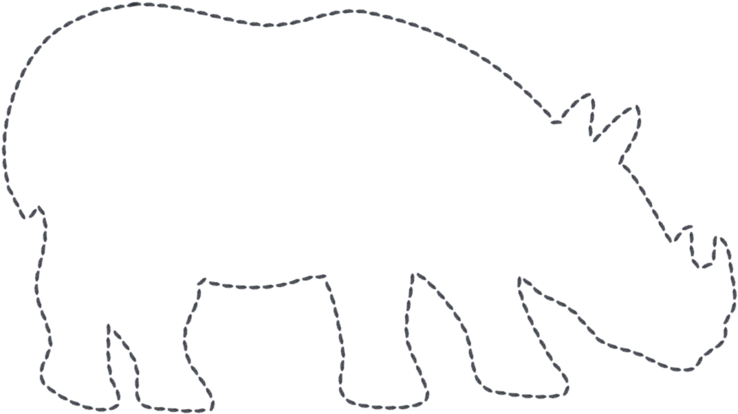 18 Images Of Zoo Animals Printable Template Leseriail - Rhino Outline (1134x647), Png Download