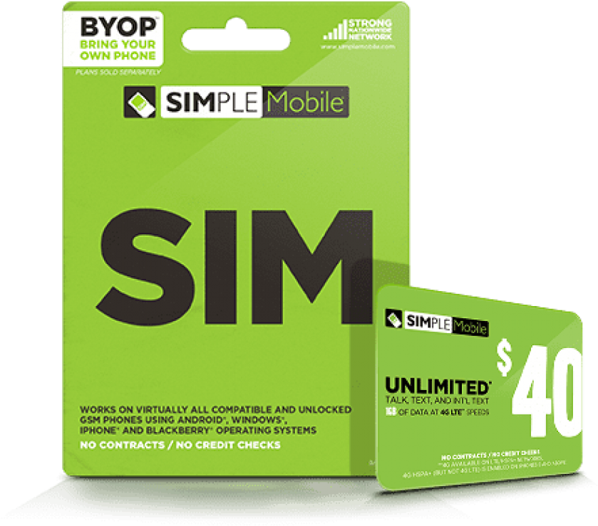 Simple Mobile Prepaid Sim Card Unlimited Calls (488x442), Png Download