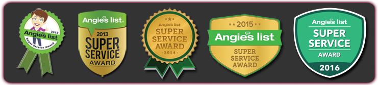 Awards Angies List Badges 2012 To 2016 Admin 2017 03 - Angie's List (750x167), Png Download