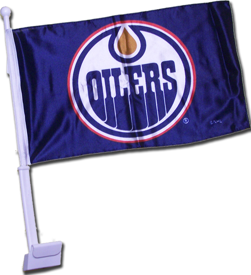 Edmonton Oilers Window Mounted Car Flag - Edmonton Oilers Fan Flag (500x549), Png Download