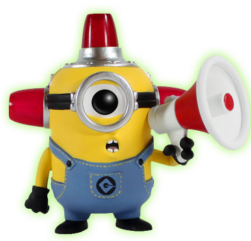 Fire Alarm Minion Glow Us Exclusive Pop Vinyl Figure - Minion Funko Pop (367x352), Png Download