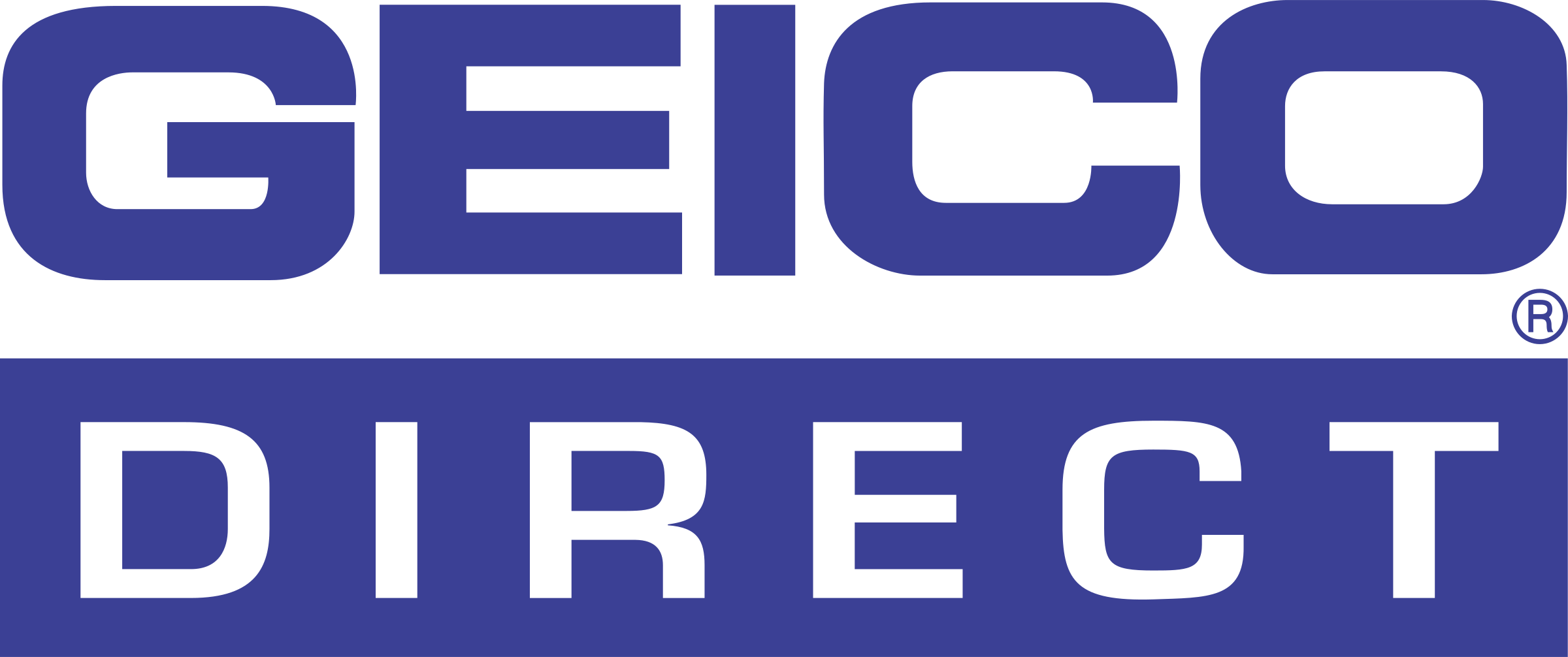 Geico Direct Insurance 1 Logo Png Transparent - Geico Direct Logo (2400x1006), Png Download
