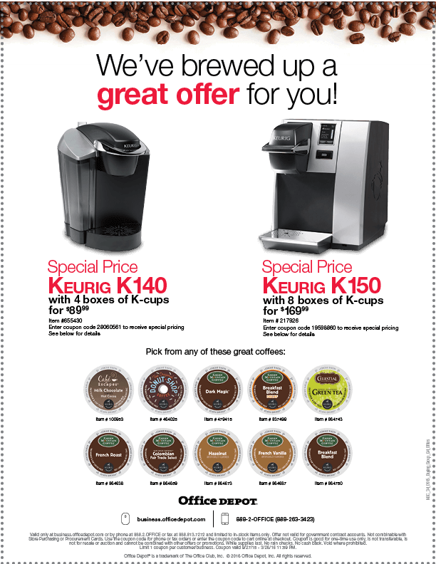 Office Depot Keurig Offer January March - Keurig B150p K-cup Brewing System (612x792), Png Download