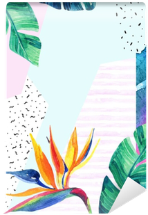 Watercolor Exotic Flowers, Leaves, Grunge Textures, - Watercolor Painting (400x400), Png Download