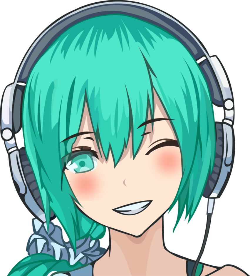 Headset Hatsune Miku - Cartoon (851x938), Png Download