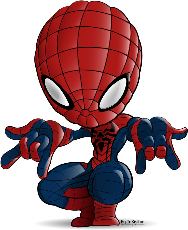 Big Head Spiderman Spiderman Symbiote, Chibi Spiderman, - Spiderman 3d Cartoon Png (1024x1025), Png Download