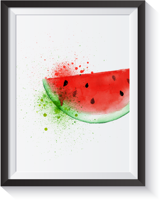 Scandi Water Colour Watermelon Minimal Nordic Print - Watercolor Painting (800x800), Png Download