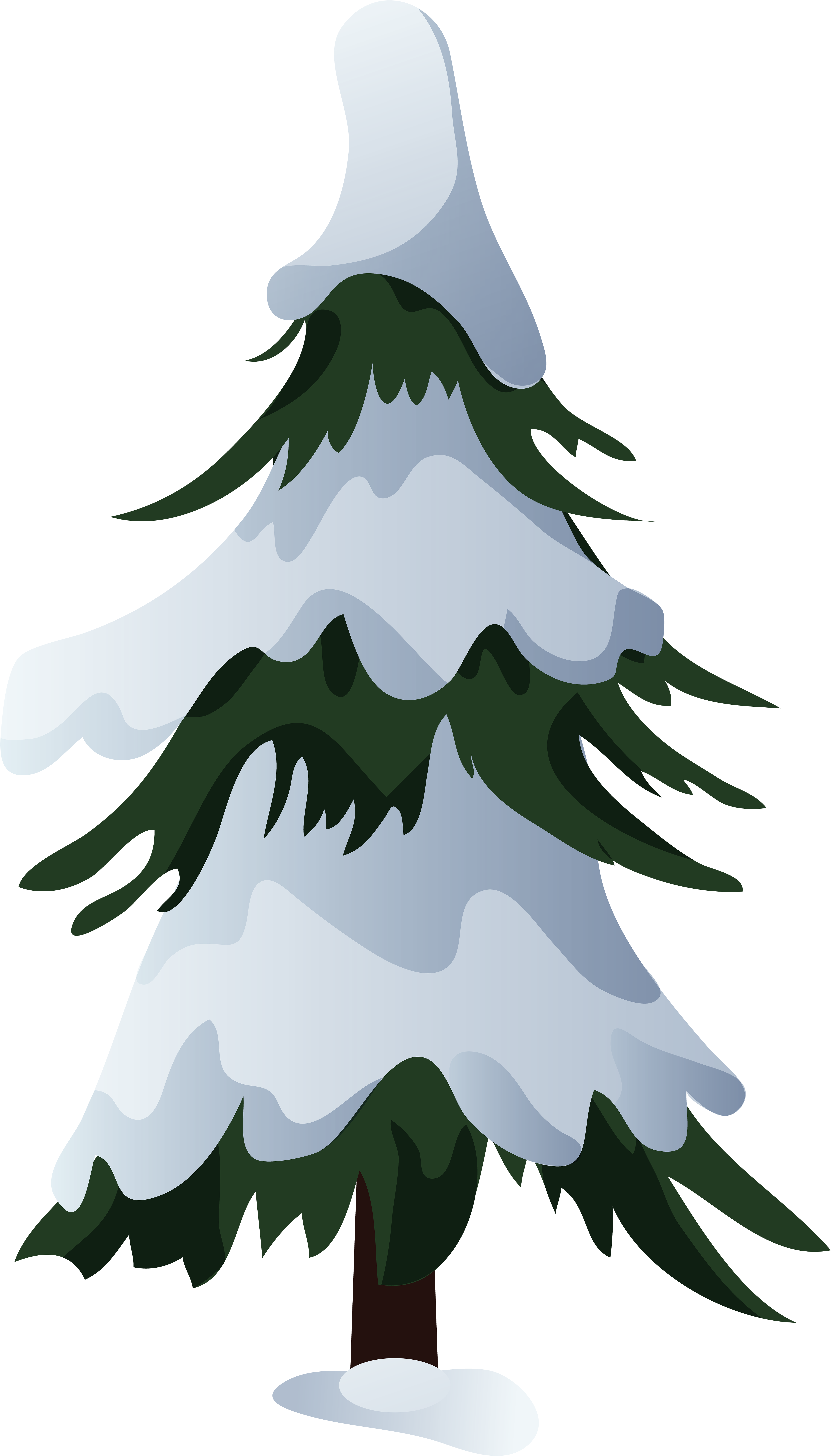 Snowy Pine Tree Png Clip Art - Snow Tree Cartoon Png (4566x8000), Png Download