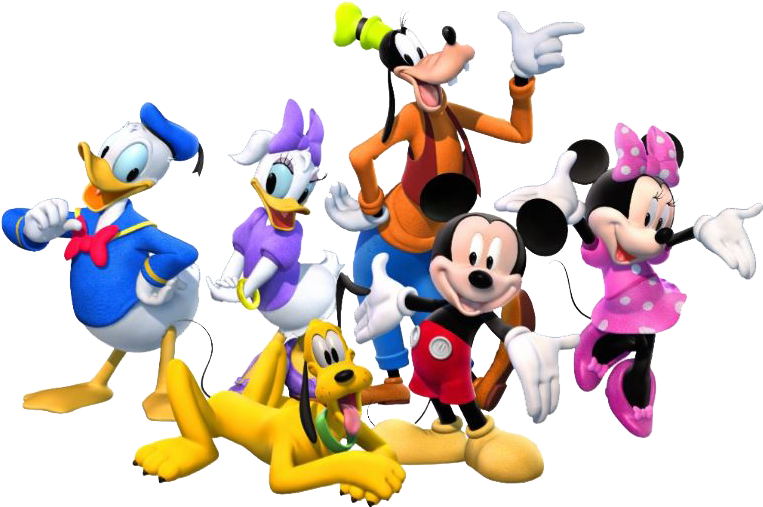 Mickey Mouse Club House Clipart - Mickey Minnie Donald Daisy Goofy (772x524), Png Download