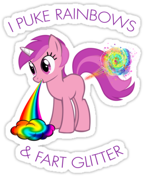 Unicorn Clipart Rainbow Puke - Rainbow Unicorn Farting Glitter (375x360), Png Download