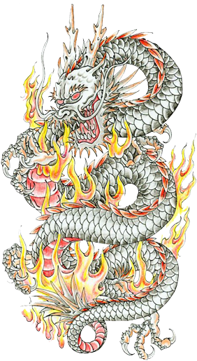 Dragon Tattoo Flash 10 - Pond (300x517), Png Download