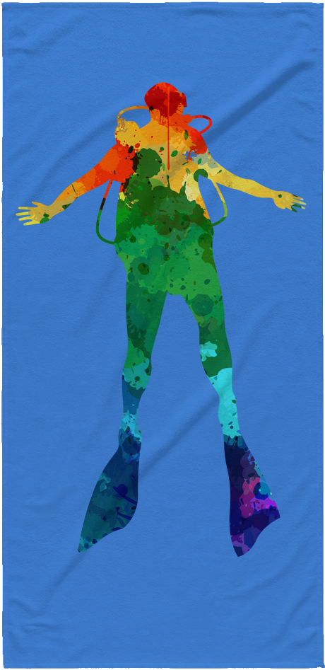 Watercolor Scuba Diver Beach Towel - Aquaman (1024x1024), Png Download