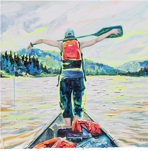 Sarah Carlson, Paddle Princess, Oil And Acrylic On - Oil Paint (517x660), Png Download