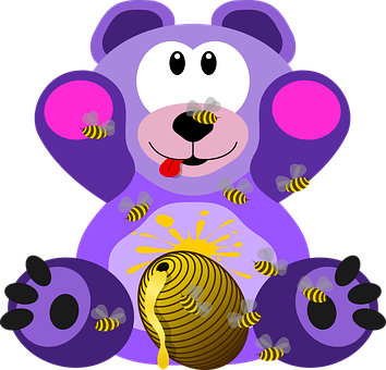 Teddy Bear, Bear, Knuffig, Cuddly, Sweet - Purple Bear Png (354x340), Png Download