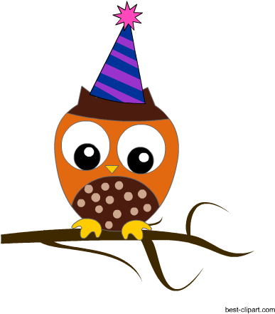Cute Party Owl Free Clipart (450x450), Png Download