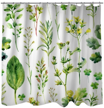 Watercolor Meadow Weeds And Herbs Seamless Pattern - Wallpaper (400x400), Png Download