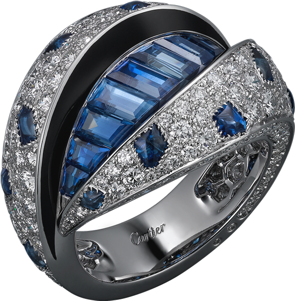 Ring With Blue Diamonds Png Clipart - Cartier Ring High Jewelry (615x617), Png Download