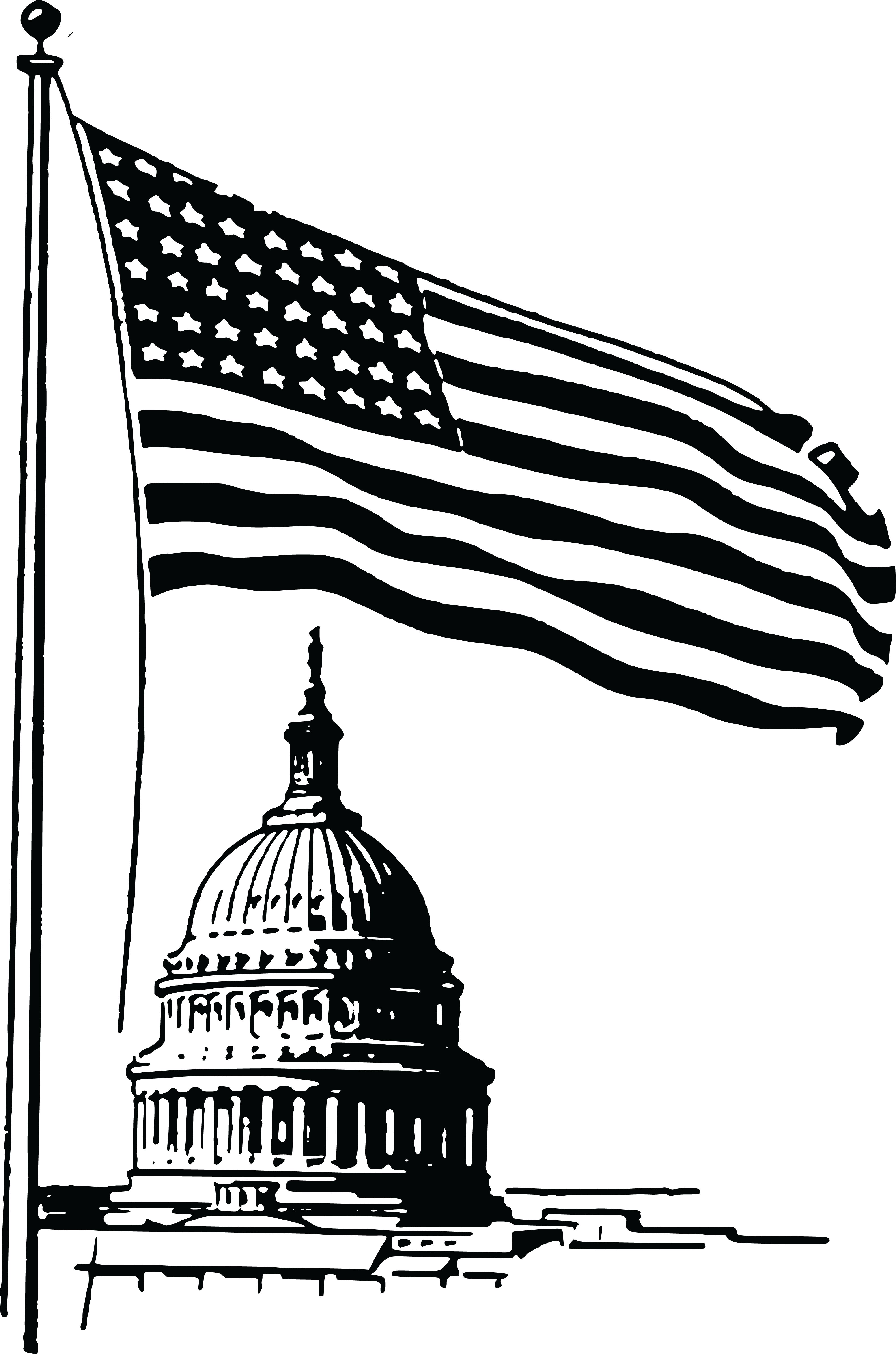 Free Clipart Of A Usa Flag And Capitol Building - Capitol Building Free Clip Art (4000x6044), Png Download