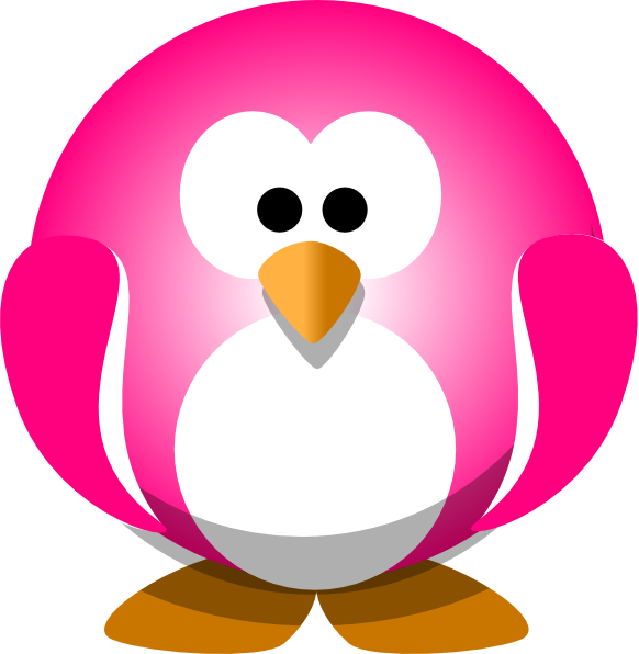 Image - Cute Pink Penguin Cartoon (582x596), Png Download