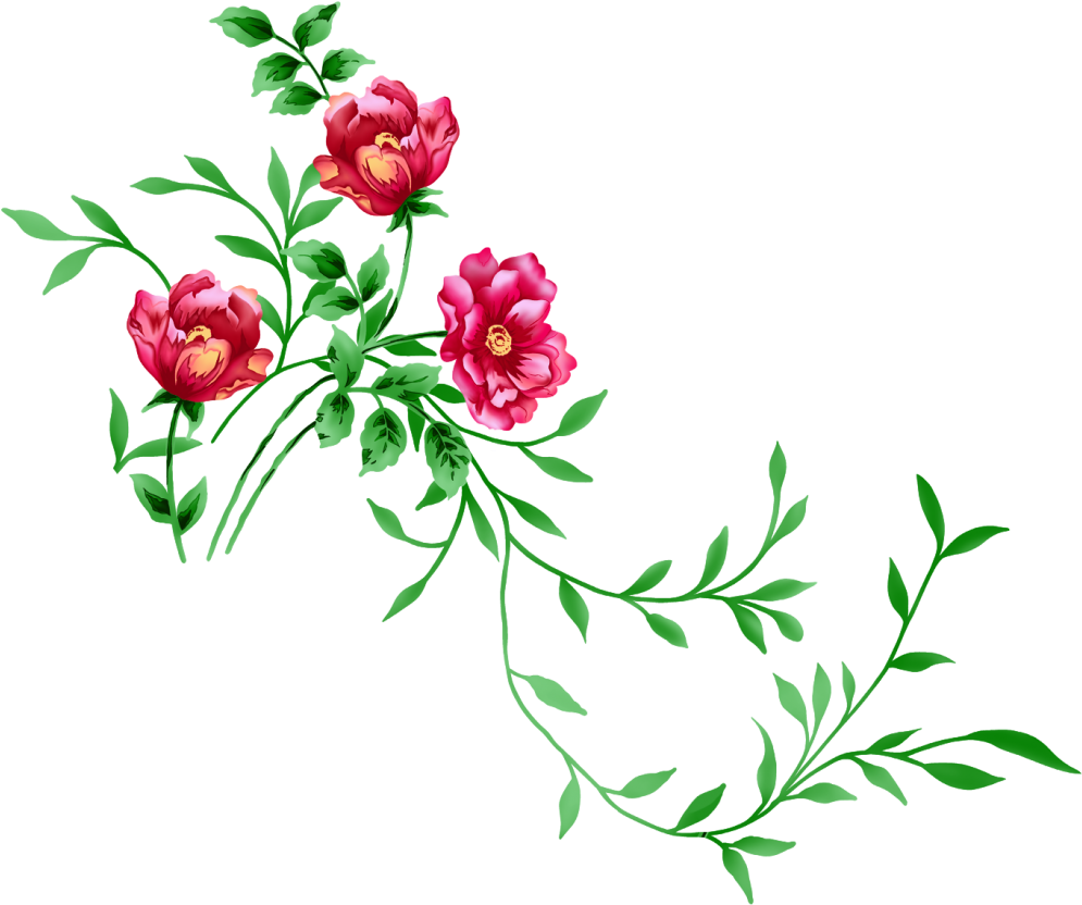 Red Floral Decor Png Transparent Clipart - Clipart Flowers Transparent Background (600x511), Png Download