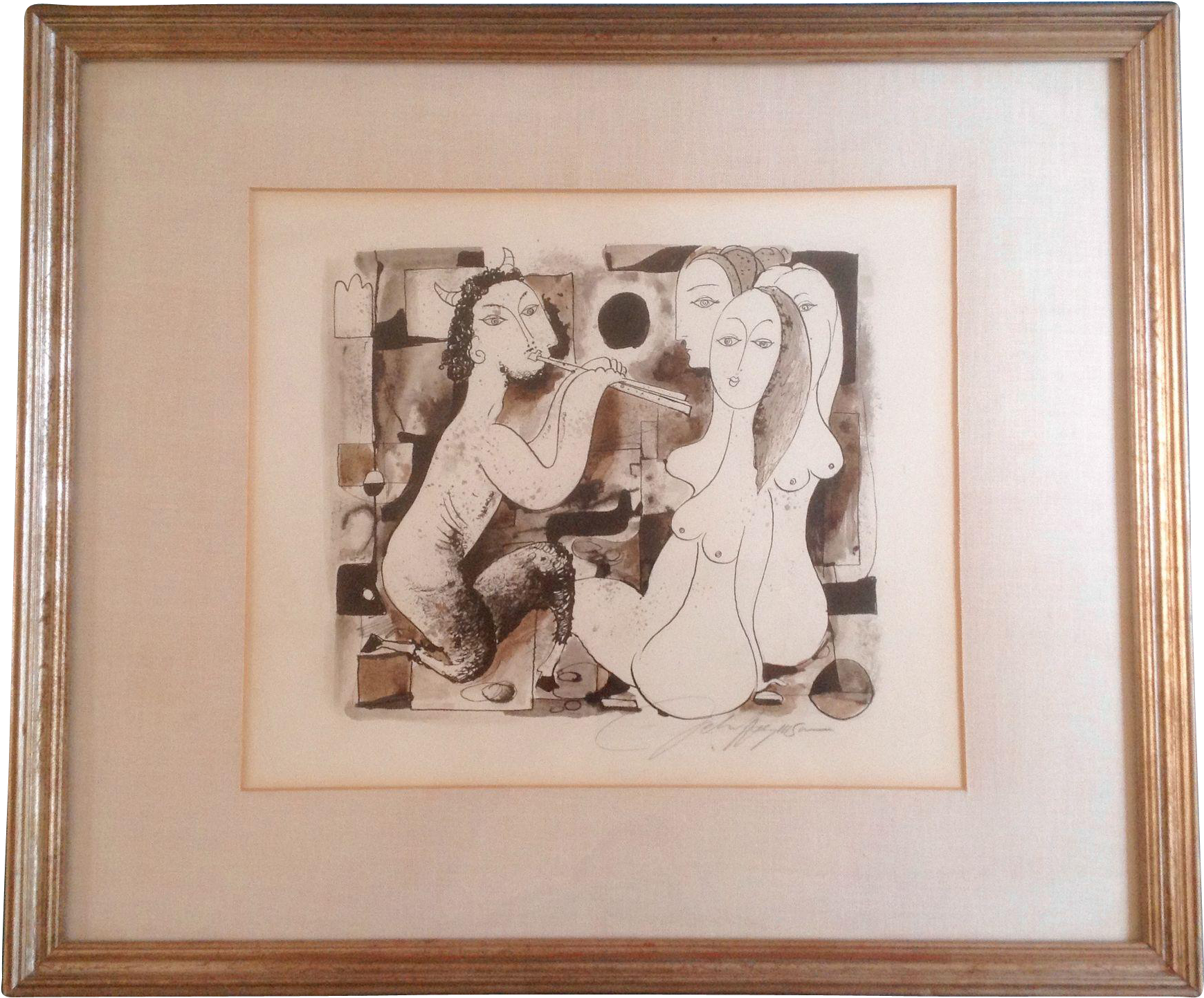 John Haymson , Pan And The Women, Pen & Ink, Watercolor - Artist (1739x1739), Png Download