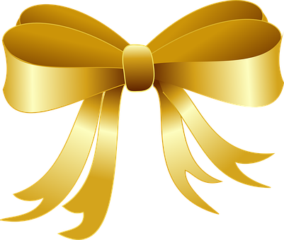 Ribbon Celebration Christmas Decoration De - Christmas Clip Art Gold (401x340), Png Download