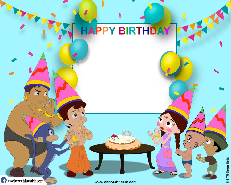 Chhota Bheem Photobooth - Happy Birthday Wishes Chota Bheem (750x600), Png Download