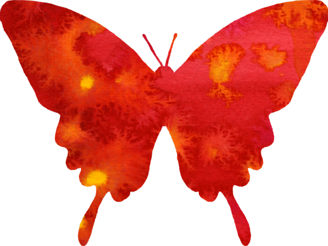 Butterfly Clipart Red Watercolor Cute Flyi - ผีเสื้อ ภาพ ตัด ปะ (455x340), Png Download