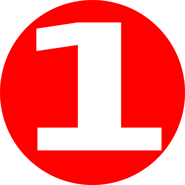 Number 1 In A Red Circle (600x600), Png Download