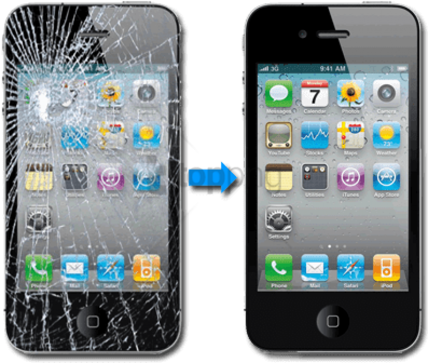 Popular Cell Phone Repairs - Mobile Phone Broken Screen (400x400), Png Download