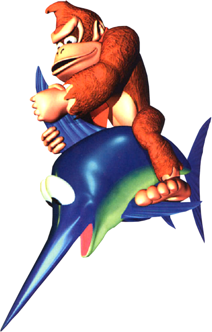 What Is The Name Of The Swordfish In Donkey Kong Country - Enguarde Donkey Kong (415x650), Png Download