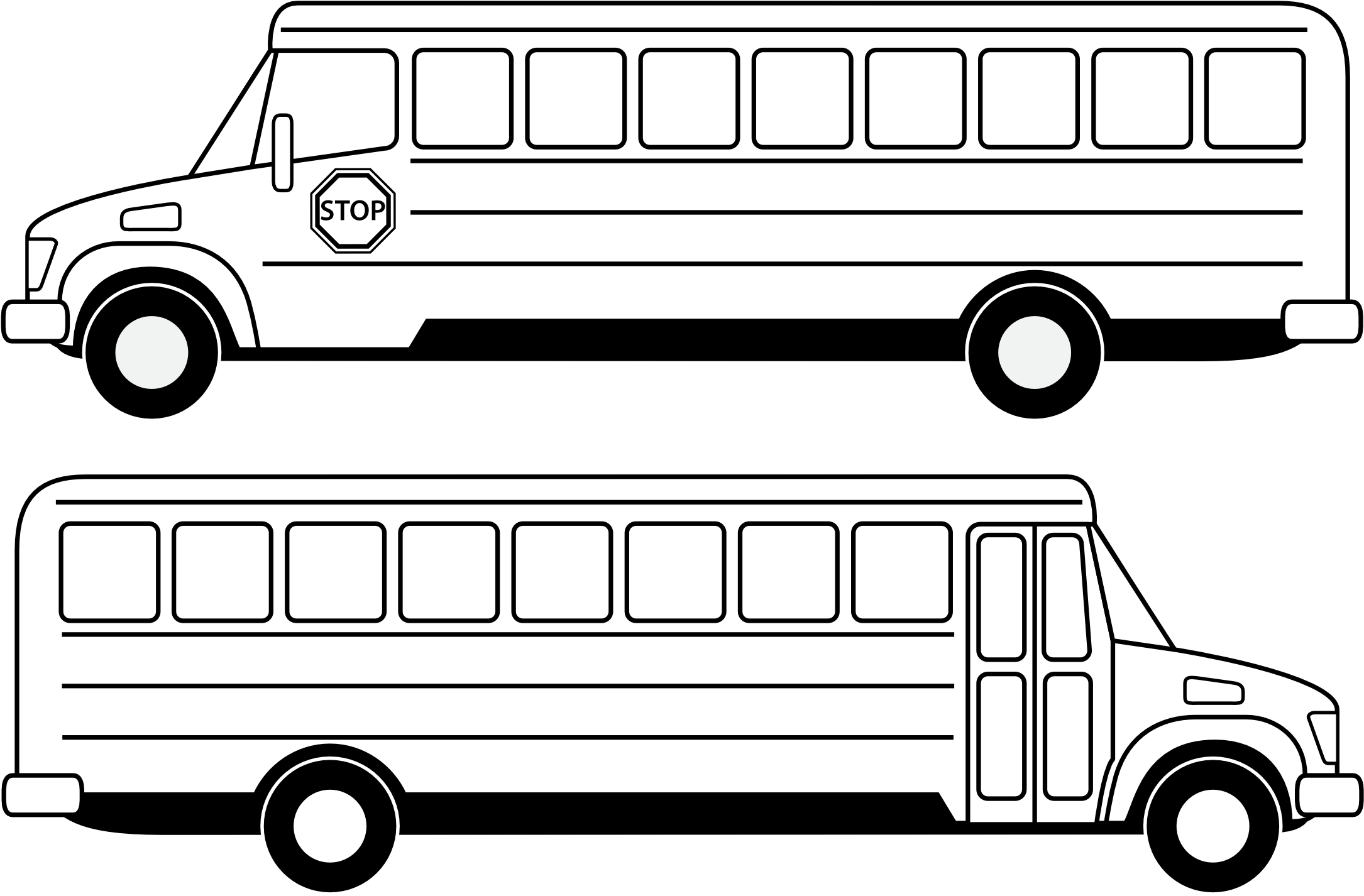 School Books Clipart Black And White - School Bus Image Black And White (2555x1791), Png Download