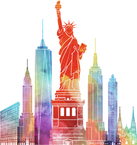Click And Drag To Re-position The Image, If Desired - New York Watercolor Painting (452x700), Png Download