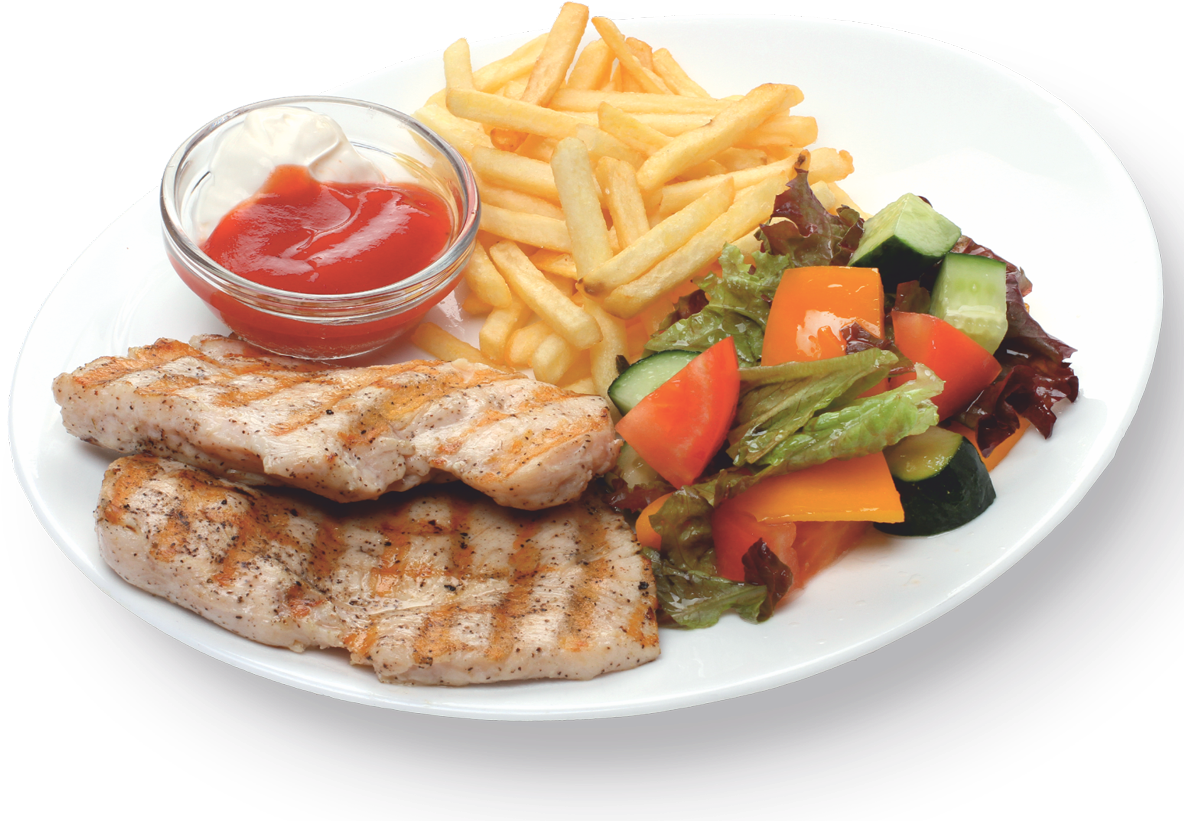 Download Chicken Steak Fish And Chips PNG Image with No Background