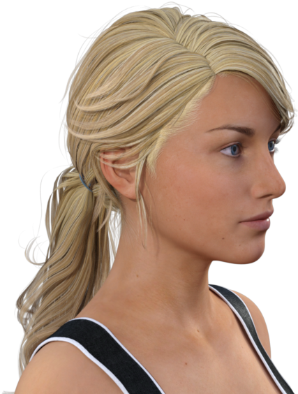 Ponytail Hair - Blonde Png (500x600), Png Download