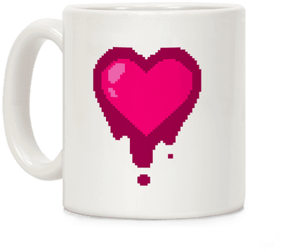 Bleeding Pixel Heart Coffee Mug - Kikkerland Pixel Heart Morphing Mug (484x484), Png Download