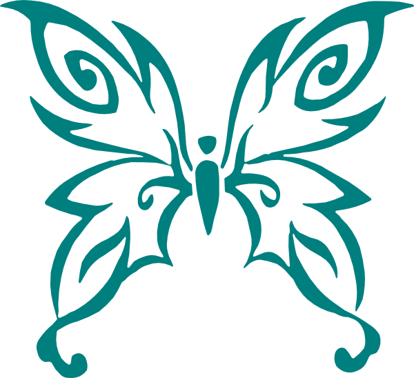 Teal Clip Art At Clker Com Vector - Butterfly With Cancer Ribbon Vector (600x548), Png Download