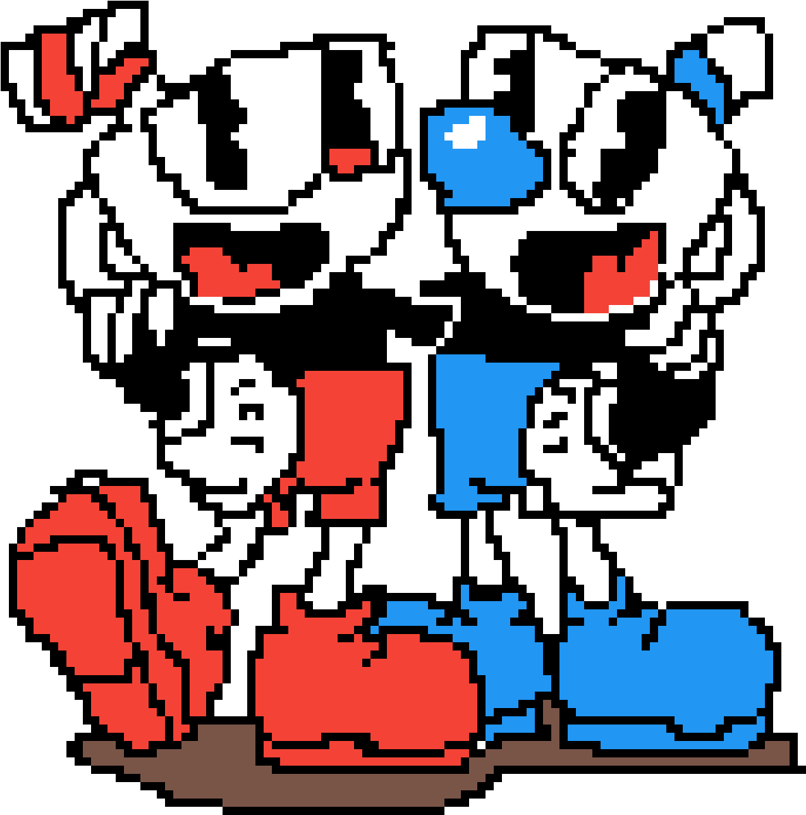 Cuphead And Mugman Pixel Version - Draw Cuphead And Mugman (1200x1200), Png Download