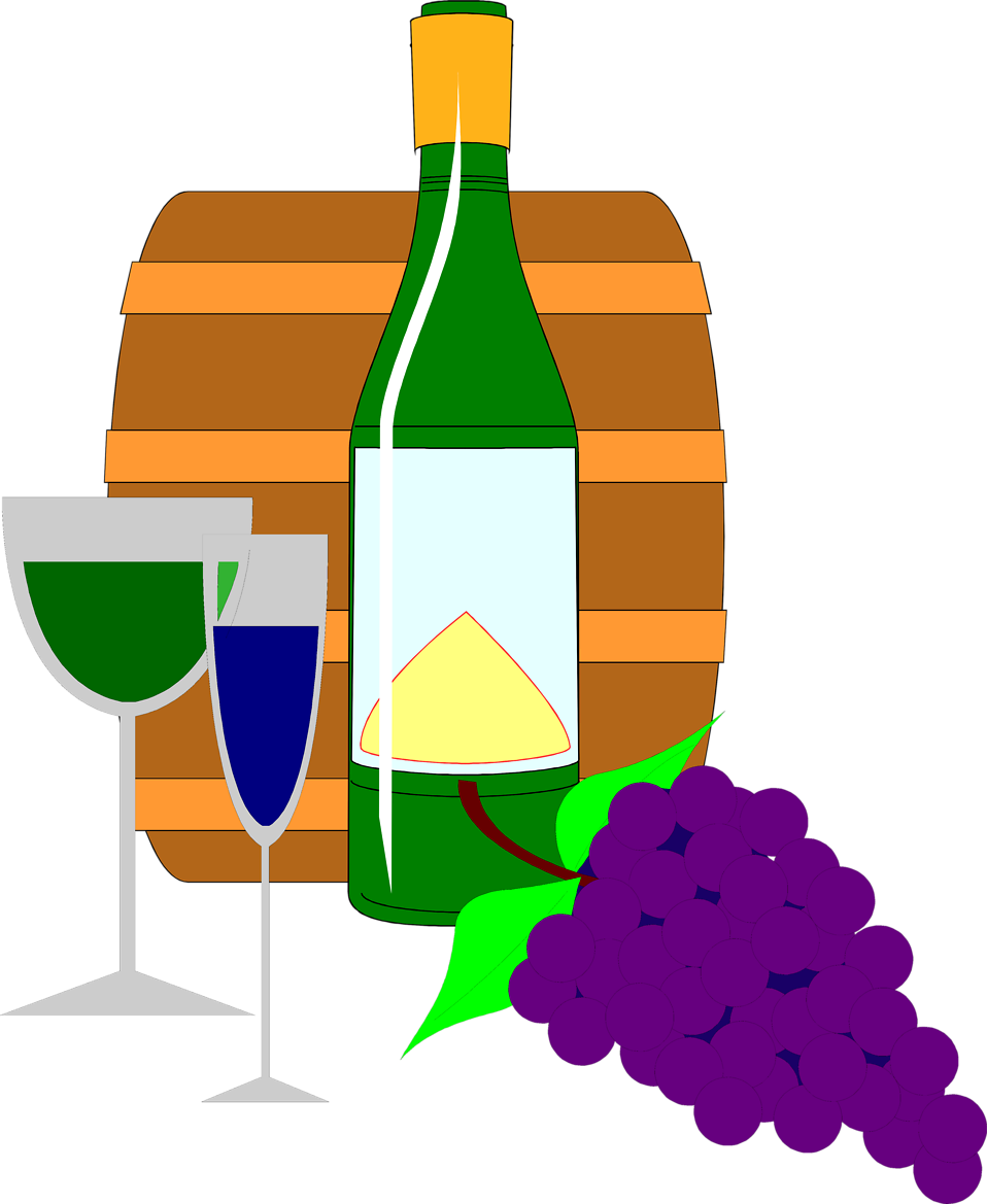 Grapes And Wine Clipart (958x1169), Png Download