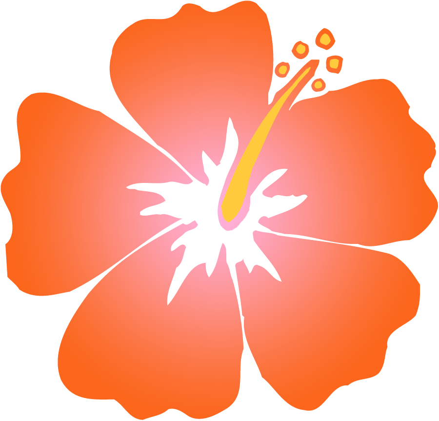 28 Collection Of Orange Hibiscus Clipart - Orange Hawaiian Flower Clipart (900x863), Png Download