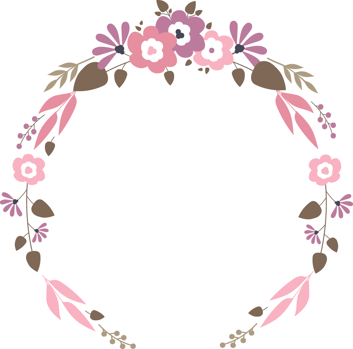 Floral Garland Wedding Flat Wedding Flower Vector Png Free